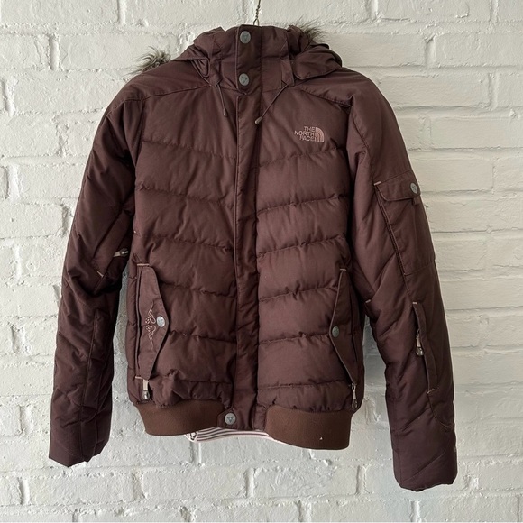 The North Face Brown Puffer Jacket with faux fur trimmed hood - Picture 1 of 6